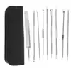 Set de agujas para acné acero inoxidable doble anillo aguja para acné set de 7 piezas aguja para puntos negros aguja para apretar acné aguja de belleza aguja para acné