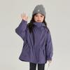 2024 Nueva Chaqueta con Capucha Gruesa para Niños de Otoño e Invierno, Tela Impermeable y Cortavientos, Conjunto Tres en Uno para Niñas de 0.05 kg