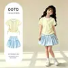 Vestido de Verano 2026 Nuevo Estilo Casual Lindo para Niñas, Moda Tendencia, Bloques de Color, Manga Corta, Conjunto de Dos Piezas para Niños Mayores