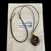 Collar Largo Trenzado con Colgante de Piedra Ojo de Tigre Ovalado Color Café Geométrico para Mujer, Gargantilla Cadena de Suéter de Lujo Ligero Vintage