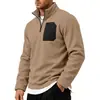 2026 Europa Transfronteriza Otoño Invierno Cuello Alto Media Cremallera Peso Pesado Más Terciopelo Cálido Casual Sudadera con Capucha de Manga Larga para Hombre