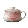 Taza de Cerámica Rosa Degradado Pintada a Mano de Peonía para Té y Café Juego de Té de Color Bajo Esmalte Uso en Oficina y Hogar Taza de Té con Asa Taza