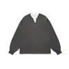 Tarifa el Fin Simple Moderno Retro Falso Dos Piezas Solapa Casual Chaqueta Sudadera de Manga Larga Holgada para Hombre Wy371
