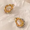 Pendientes geométricos irregulares de contraste dorado y plateado de estilo europeo y americano para mujer, patrón de martillo, plisado, dos formas de usar, color de retención de moda, personalidad, pendientes al por mayor