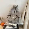 Bolsas de Pelúcia Outono e Inverno, Grande Capacidade, Bolsas de Pelúcia Fofas para Meninas com Alto Acabamento, Decoração de Laço, Bolsas de Ombro Versáteis