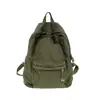 Mochila de Lona Lavada Estilo Ins Coreano e Japonês com Corda Floral Pequena, Mochila Literária Versátil Retrô Simples e Fashion