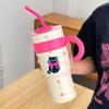 Vaso de agua con pajita de gran capacidad y alto valor para niñas, bonito vaso de hielo portátil de acero inoxidable 316 de una tonelada