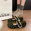 Zapatos planos Mary Jane para mujer, nuevo estilo 2026, estampado de lunares, punta redonda, diseño de una sola tira, material de gamuza, suela suave, apertura poco profunda, suela plana, estilo retro, versátil