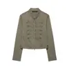 Comercio exterior transfronterizo ropa de mujer estilo europeo y americano ZA AliExpress superventas informal moderna chaqueta con cremallera y cuello alto con hebilla Napoleón