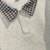 Camiseta de Manga Corta a Cuadros Estilo Japonés con Estampado de Gato Lindo para Pareja de Mujeres, Primavera y Verano Sencilla Estilo Ins Cuello Solapa Patchwork Algodón Puro