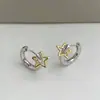 Pendientes de Aro Lisos con Estrella en Contraste para Mujer, Diseño de Nicho, Gama Alta, Pendientes de Estilo Genial, Simples y Versátiles, Pendientes de Lujo Accesibles