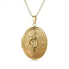 Collar de Acero Inoxidable 316L para Mujer con Patrón Retro, Caja Ovalada Abrible para Fotos para Mujer, Superventas Transfronteriza