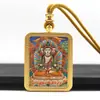 Thangka Dourado Pintado à Mão Caixa de Thangka em Aço Titânio Oito Budas Guardiões Buda do Nascimento Pingente Buda Colar de Thangka Portátil Estilo Étnico