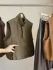 Chaleco de moda vintage de gamuza con cuello alto de doble botonadura para mujer, nuevo estilo otoño e invierno, holgado y versátil, adecuado para usar en capas