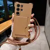 La funda para teléfono móvil de dos cuerdas con hebilla del mismo color y tarjetero lateral es adecuada para Samsung S24ULTRA cordón S23FE tarjetero A14/A34