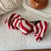 Presilha de Cabelo Grande Listrada com Laço Estilo Coreano, Grampo de Cabelo Tricotado Outono e Inverno, Presilha de Bico de Pato Preguiçoso, Presilha de Garra para Rabo de Cavalo Alto