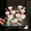 Espejo de flores eternas de cabello liso de fábrica, 9 rosas de jardín para novia, rosa de alta gama, regalo de San Valentín al por mayor