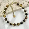 Colar Olho de Tigre Natural 7A Caramelo Nicho Versátil Corrente de Lã Nova Corrente de Clavícula Chinesa com Contas Sem Cor