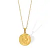 Collar Colgante de Retrato de Reina Diosa Barroca de Cobre Zirconia Chapado en Oro Estilo Nuevo Europeo y Americano Collar Ovalado de Lujo Ligero Venta al por Mayor