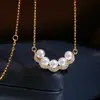 Acessórios DIY Prata de Lei S925 Luxo Leve Montagem de Pingente de Pérola Sorriso Base para Montagem Colar com Várias Pérolas Montagem de Prata Corrente Integrada 3-4