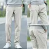 Pantalones casuales rectos holgados de algodón puro de alta gama populares para hombre, pantalones de negocios elásticos versátiles de pierna ancha de moda para el otoño de 2026