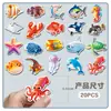 20 imanes de refrigerador magnéticos suaves de vida marina originales, animales submarinos y peces pequeños, educativos para niños, pegatinas magnéticas impermeables