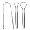Raspador de Língua em Forma de U de Aço Inoxidável Escova Limpadora de Língua Placa Removedora de Mau Hálito Tipo Kit de 3 Ferramentas para Higiene Oral