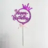 Fabricante de accesorios de decoración para fiestas de cumpleaños, pasteles, toppers de plástico creativos 3D, transfronterizos