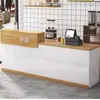 Mostrador de caja registradora simple, recepción de mostrador para uso comercial, mostrador de bar para tienda pequeña, mostrador de bar para tienda de té de leche y bocadillos, mostrador de madera para restaurante