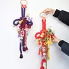 Adorno colgante de cuerda de algodón con nudo chino bicolor multicolor del Año del Caballo, Nudo tejido de bambú Caballo del Zodiaco Calabaza, Colgante de puerta festivo y auspicioso