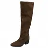 [] Botas de Salto Grosso Bico Fino Francês Acima do Joelho Botas Femininas 2026 Outono Novas Botas Cano Alto Arredondadas