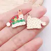 Série de Natal em Liga Metálica com Gotejamento de Óleo Acessórios para Joias DIY Pulseira Brincos Boneco de Neve Doce Pingente Chaveiro Charme