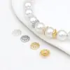 Pulseira de Contas Espaçadoras Pérola de Cristal com Tampas de Flor de Cor Forte Retentora de Cor Banhada a Ouro 18K Acessórios de Joias DIY C16