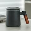 Taza de cerámica con tapa mango de madera taza de oficina caja de regalo con regalo de mano taza separadora de té traje de oficina