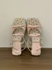 Sandalias con Tacón Grueso Estilo Floral Dulce para Mujer 2026 Nuevo Estilo Veraniego Sandalias de Cuña sin Cierre con Lazo