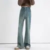 Calça jeans de maternidade XMF 2026 primavera e outono, nova, jeans flare slim com leve boca de sino e sem suporte para a barriga, estilo outono moderno