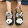 Mules de punta cerrada estilo francés con lunares y lazo para mujer, nuevo modelo de otoño 2026, zapatos Mary Jane Birkenstock que aumentan la altura