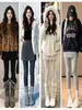 Calça saia base layer cinza feminina 2026 Outono estilo coreano falso conjunto de duas peças cintura alta modelagem justa afina o corpo saia curta evasê anti-exposição que modela o quadril