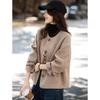 Casaco Curto de Lã Estilo Retrô Moda de Inverno Temperamento Versátil para Pessoas Baixas
