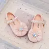 Zapatos de Princesa para Niños 2026 Primavera/Otoño Nuevos Zapatos de Una Sola Pieza con Pedrería Perla y Lazo, Boca Baja, Zapatos Pequeños de Cuero, Suela Suave, Zapatos para Actuación