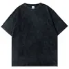 Camiseta de Manga Corta Lavada para Hombre Estilo Americano Verano Algodón Puro Vintage Top para Pareja Ins Hip-hop Camiseta de Media Manga