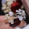 Acessórios DIY S925 prata esterlina seiko moda anel de pérola suporte vazio micro cravejado zircônia porta anel abertura 8-12