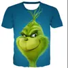 Moletom com Capuz para Cosplay com Estampa Digital 3D de Manga Curta, Mesmo Estilo do Grinch