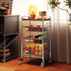 Carrito de Segunda Mano para Sala de Estar Estante de Snacks de Piso Multi-Nivel Móvil Carrito Estante de Cocina para Frutas y Verduras