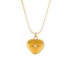 Collar con colgante de amor retro francés, Cadena de clavícula de acero inoxidable con circonita de moda, Regalo de cumpleaños de alta gama para novia