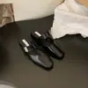 H23-6~Meias Pantufas Femininas Abertas na Ponta para Uso Externo, Novo Modelo 2026, Salto Grosso, Mules Slip-On Quadradas Estilo Retro Francês