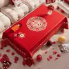Mantel para mesa de centro de boda, mantel rojo para mesa de comedor de sala de estar, tela decorativa festiva para compromiso y recién casados, mantel de Año Nuevo que realza el ambiente