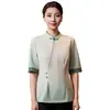 Nueva Uniforme de Trabajo de Etiqueta de Bienvenida para Hotel Estilo Chino para Mujer, Uniforme de Verano para Mesero de Recepción de Banquetes de Catering de Restaurante de Alta Gama, Casa de Té