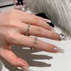 Anillo de plata de ley S925 con encaje romántico francés, una hilera de diamantes, combinación de alto nivel, hilera de anillos apilables, anillo de cola de diamante, anillo índice