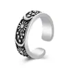 Anel Estrela e Lua Vintage Desgastado Anel Aberto Personalizado da Moda Masculino e Feminino Anel de Dedo Sol Lua Prata Anti-Tailandesa